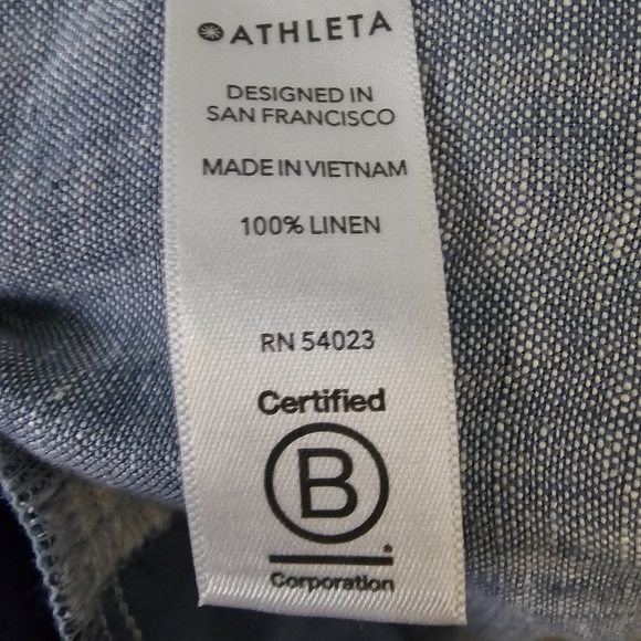 Athleta Cabo 100% Linen Wide Leg Pants Size 2 Blue - Picture 7 of 7